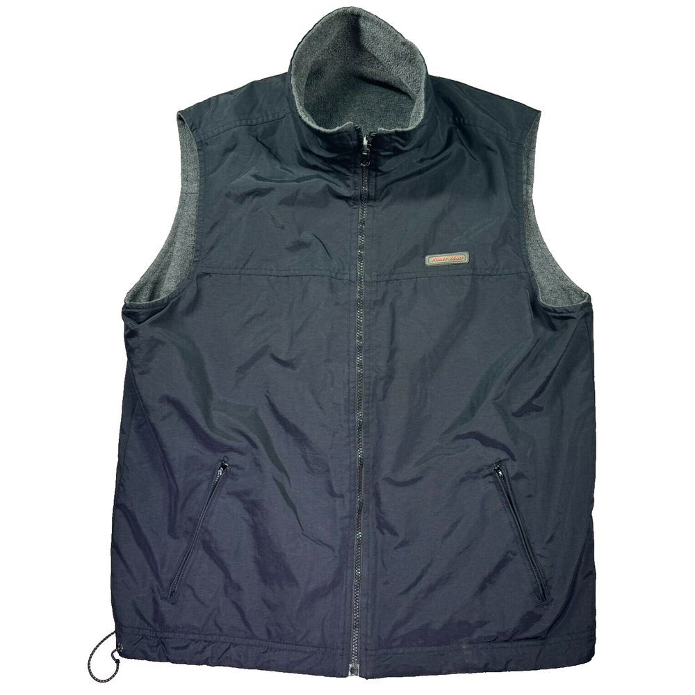 Point Zero‎ Reversible Vest Mens Water Resistant Fleece Black Full Zip Mock Neck